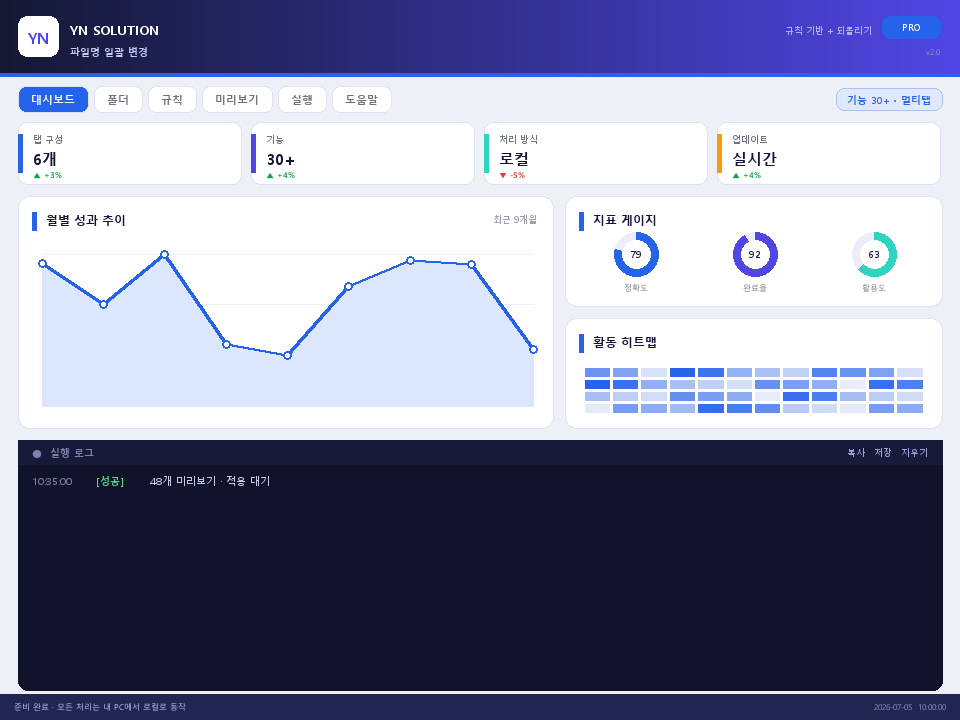 YN 파일명 일괄 변경 실행 화면