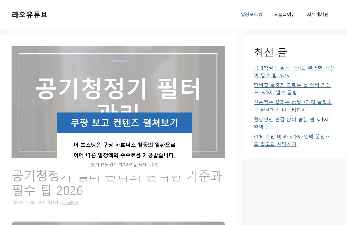 공기청정기 필터 관리의 완벽한 기준과 필수 팁 2026 미리보기
